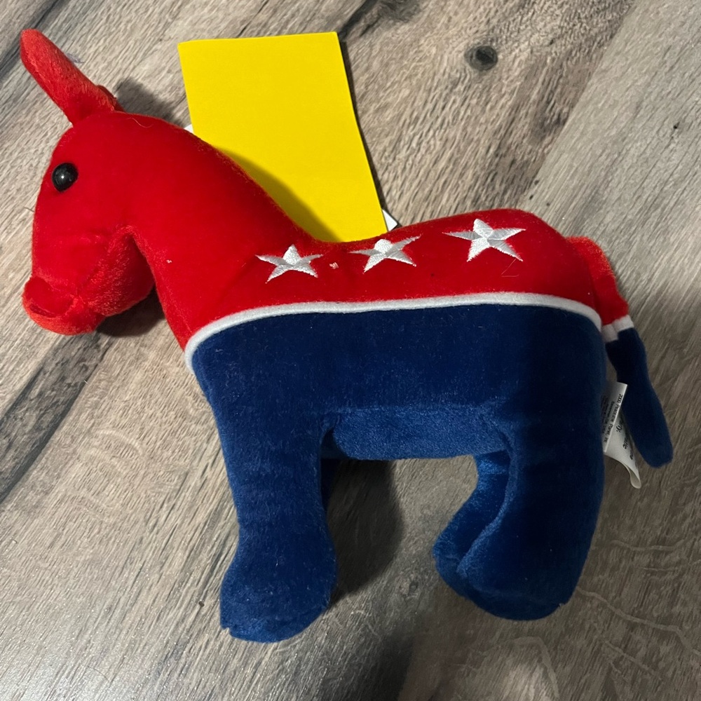 Red and Blue Plush Donkey Democrat Toy